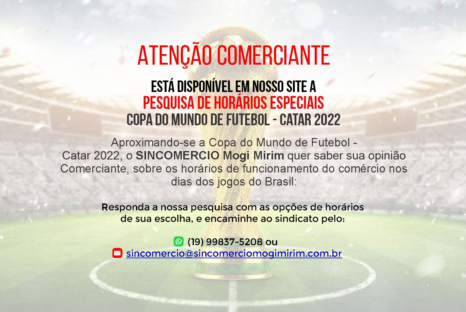 Copa do Mundo de Futebol – Catar 2022 - Sincomércio Mogi Mirim